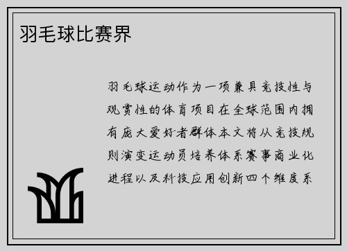 羽毛球比赛界